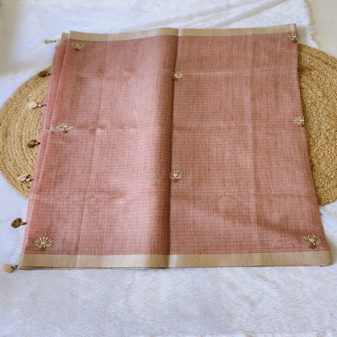 Pankhuri - Pink - Linen Kota Saree