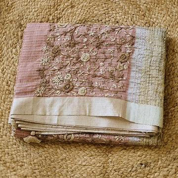 Pankhuri - Pink - Linen Kota Saree