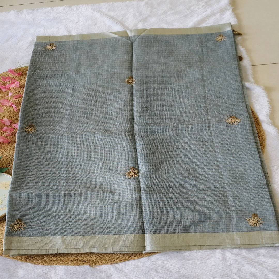 Neerja - Light Blue - Linen Kota Saree
