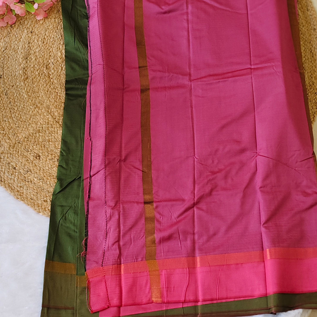 Cypress Fuchsia - Dark Olive Green & Fuchsia Pink - Fancy Saree
