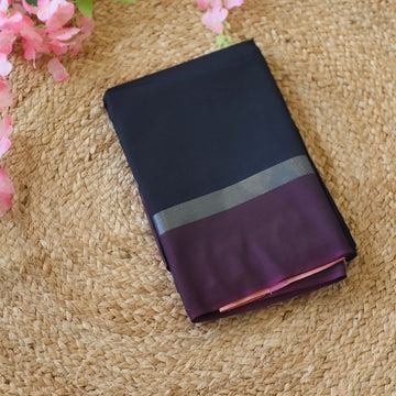 Midnight Blush - Black & Olive Green - Fancy Saree