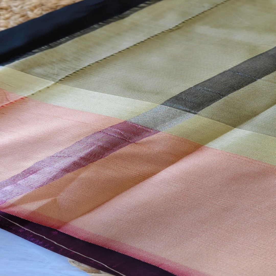 Midnight Blush - Black & Olive Green - Fancy Saree