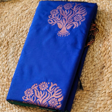 Twilight Emerald- Royal Blue & Emerald Green; Semi Soft Silk Saree