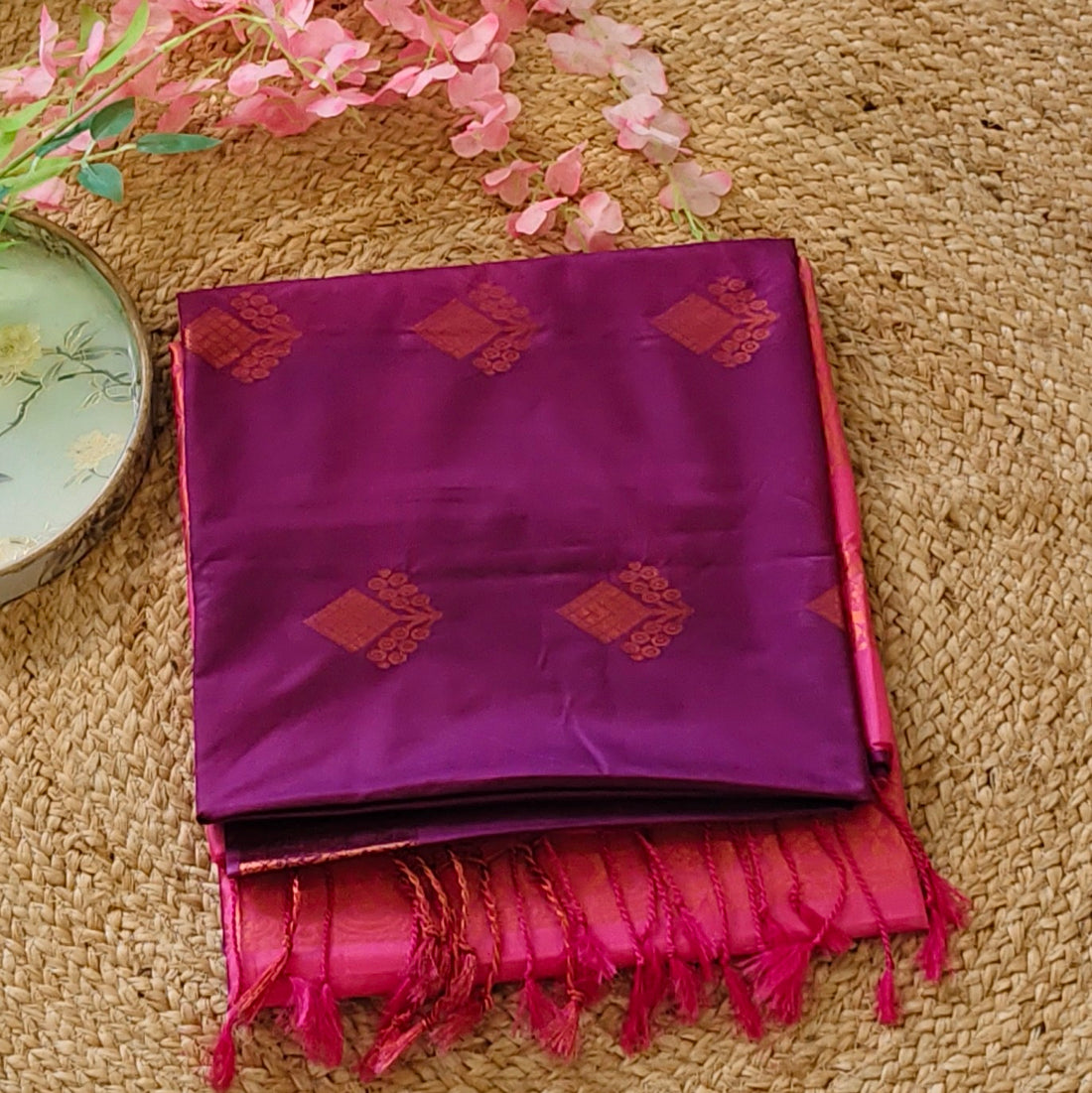 Amethyst Blush- Purple & Pink - Semi soft silk