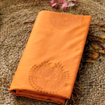 Golden Coral- Mango yellow & Coral pink - Semi soft silk Saree