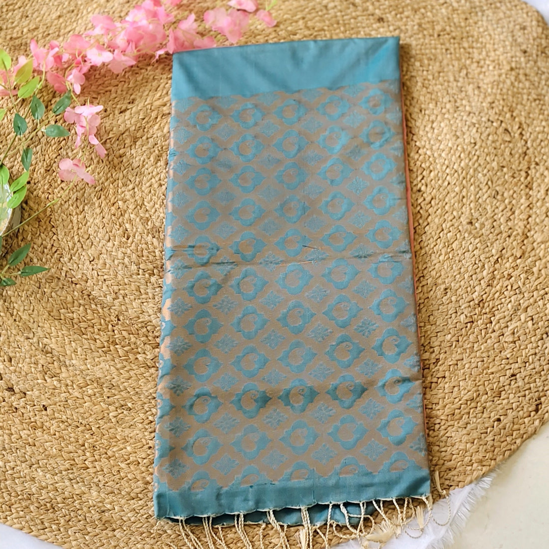 Blush n Breeze - Blush Pink & blue - Fancy Saree