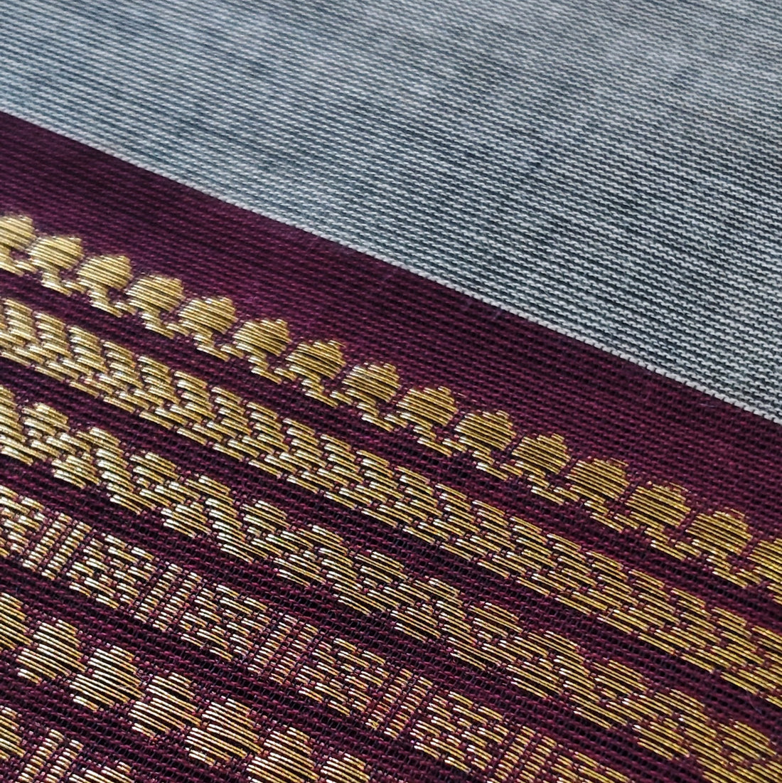 Gleaming Charcoal - Grey & Maroon - Kanchi cotton saree