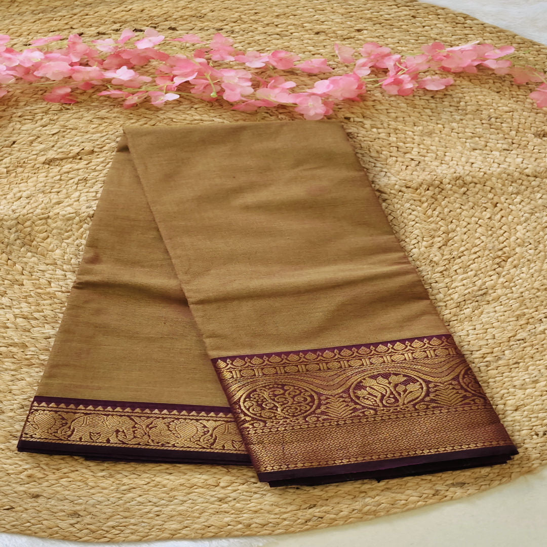 Mulberry Mist - Green & Purple - Kanchi Cotton Saree