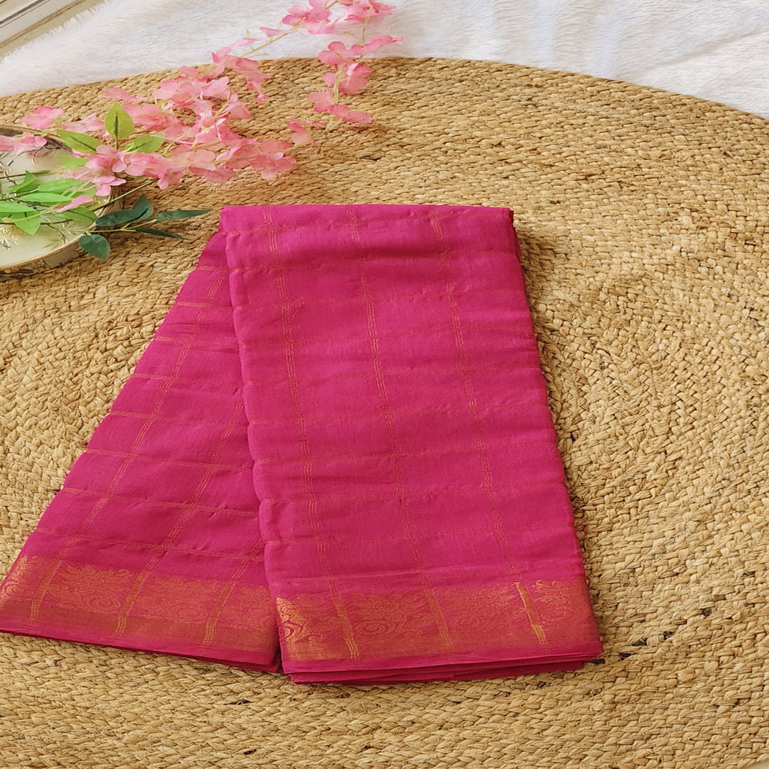 Summer Blush - Hot Pink - Cotton Saree