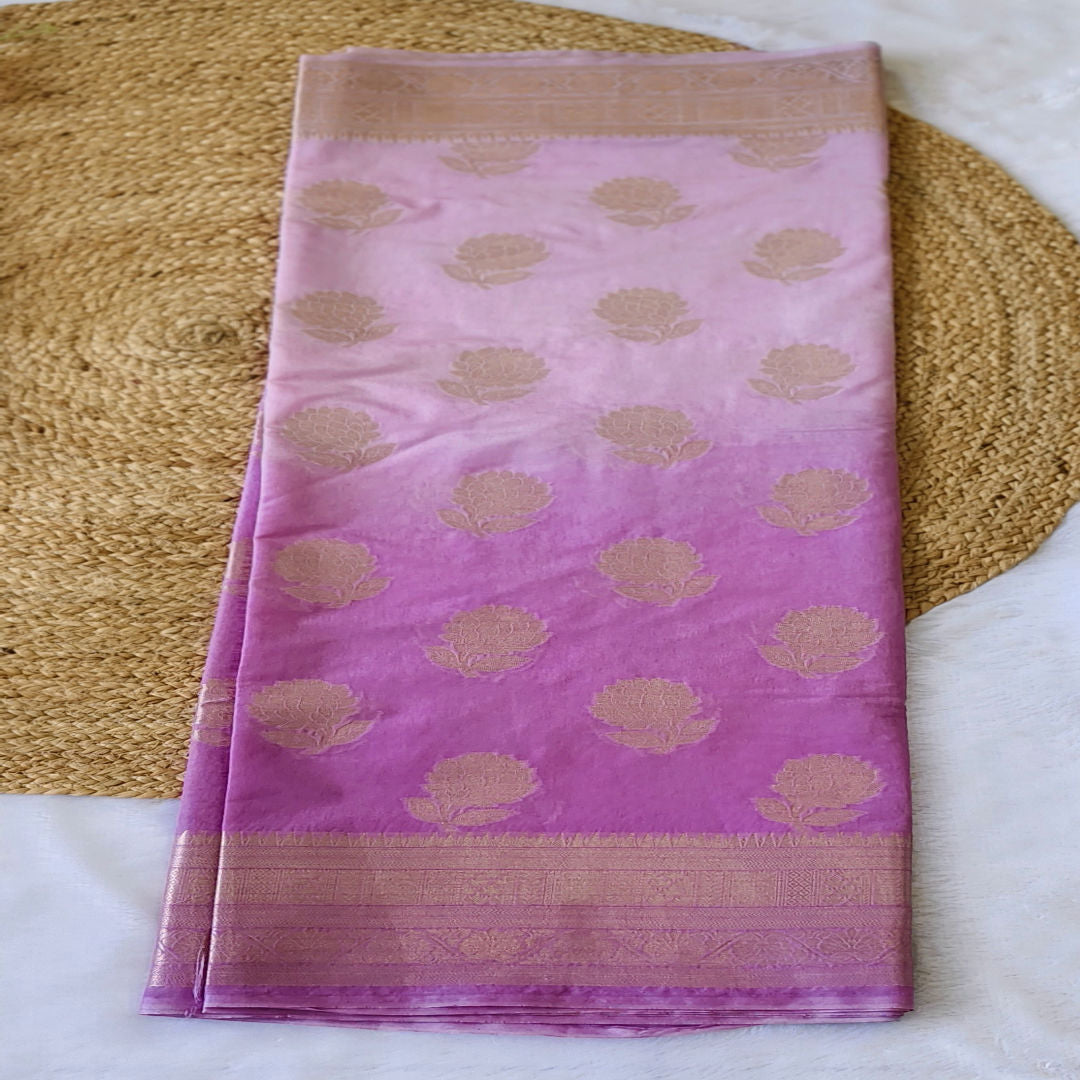 Lavender Dream - Gradient Lavender - Raw Mango SIlk Saree