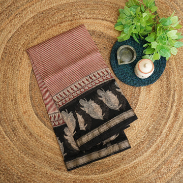 Scarlette Blaze - Red & Black - Maheshwari Silk Cotton Saree