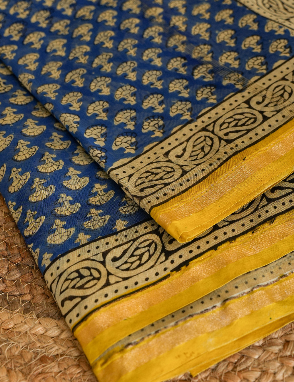 Bluebells - Blue & Yellow - Chanderi Silk Cotton Saree