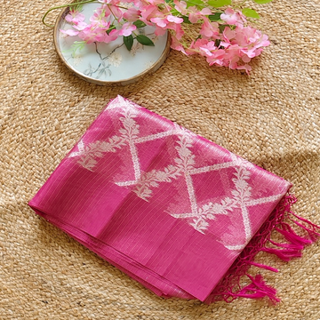 Blush Royale - Hot Pink - Tissue Patola Saree