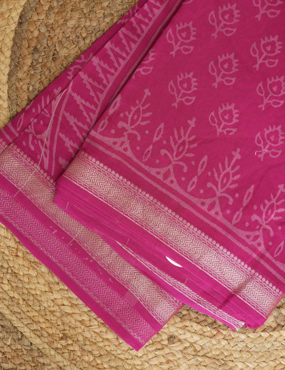 Fuchsia Flame - Magenta - Maheshwari Silk Cotton Saree