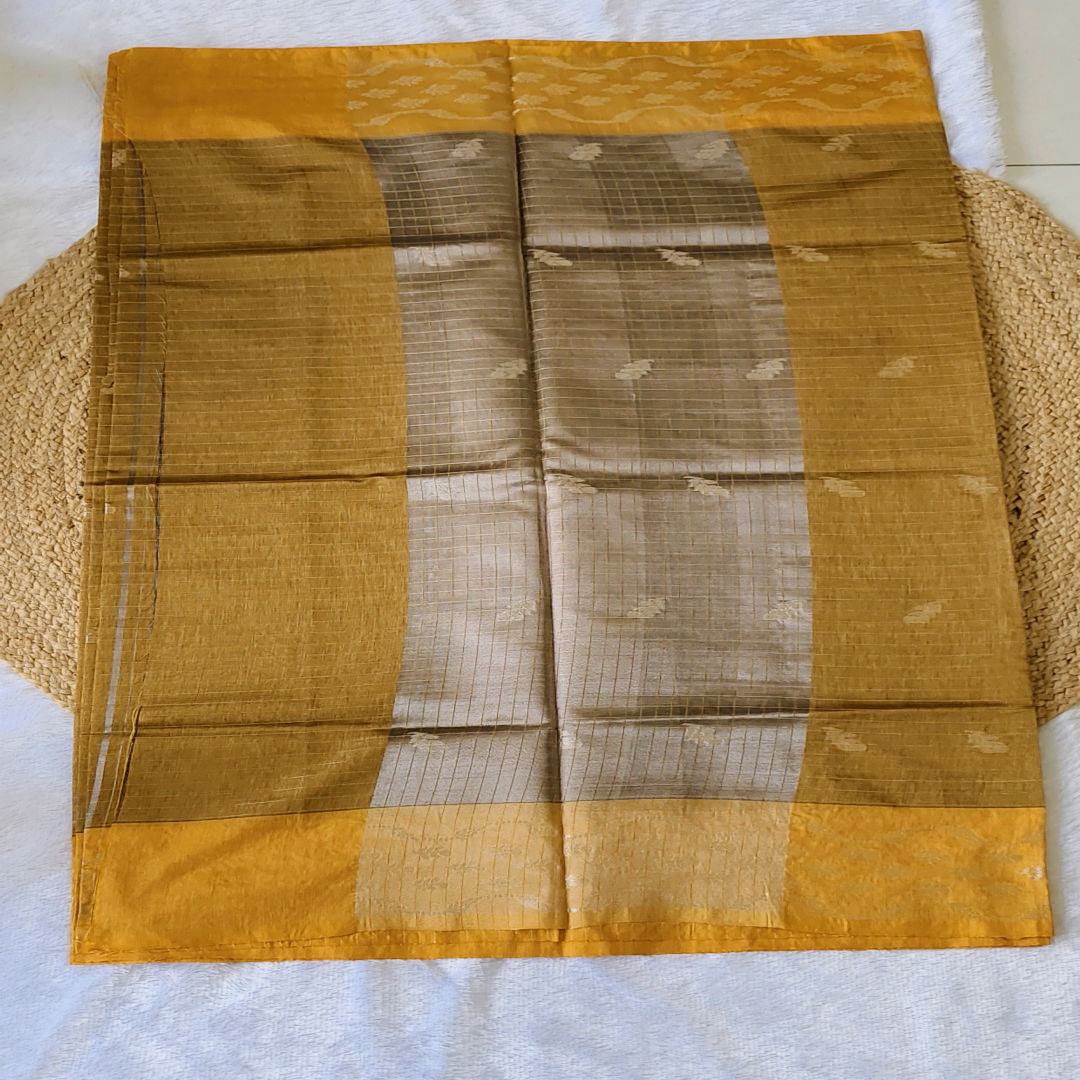 Golden Glow – Mustard Yellow - Semi Munga Silk Saree