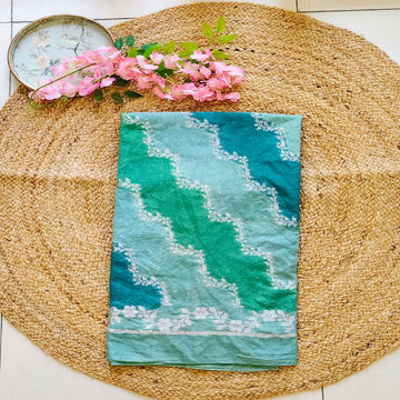 Aqua Serenity - Sea Green & Teal - Banarasi Rangkat Saree