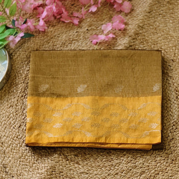 Golden Glow – Mustard Yellow - Semi Munga Silk Saree