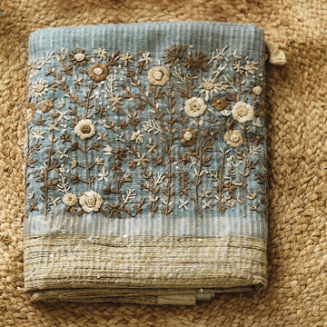 Neerja - Light Blue - Linen Kota Saree
