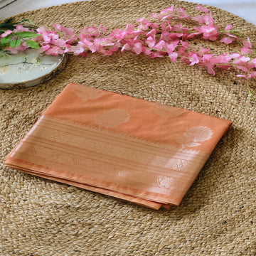 Sunset Glow - Gradient Orange - Raw Mango Silk Saree