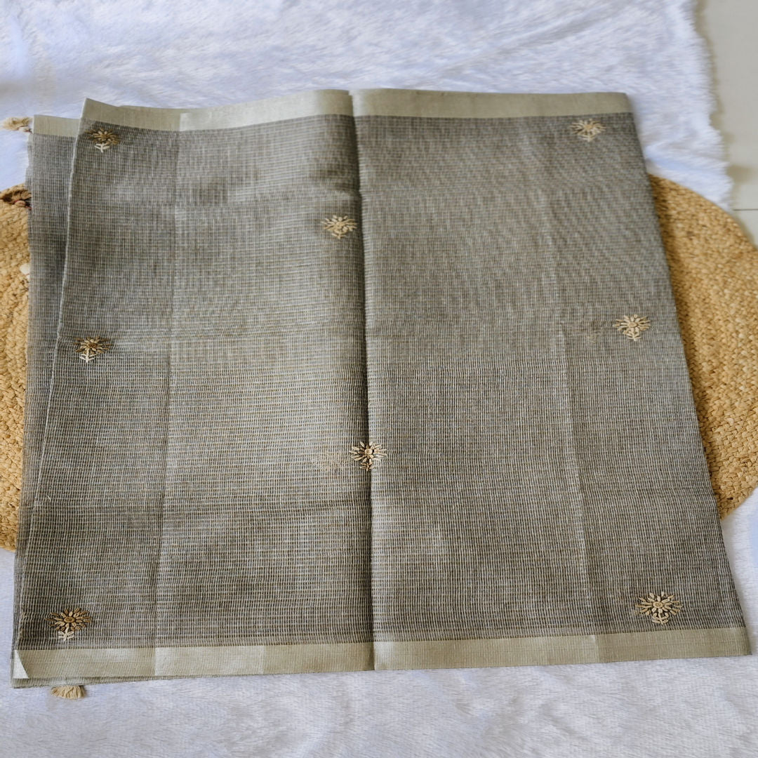 Meghira - Grey - Linen Kota Saree
