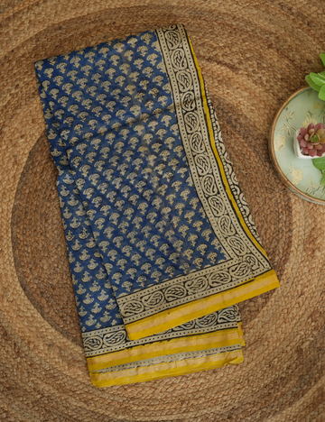 Bluebells - Blue & Yellow - Chanderi Silk Cotton Saree