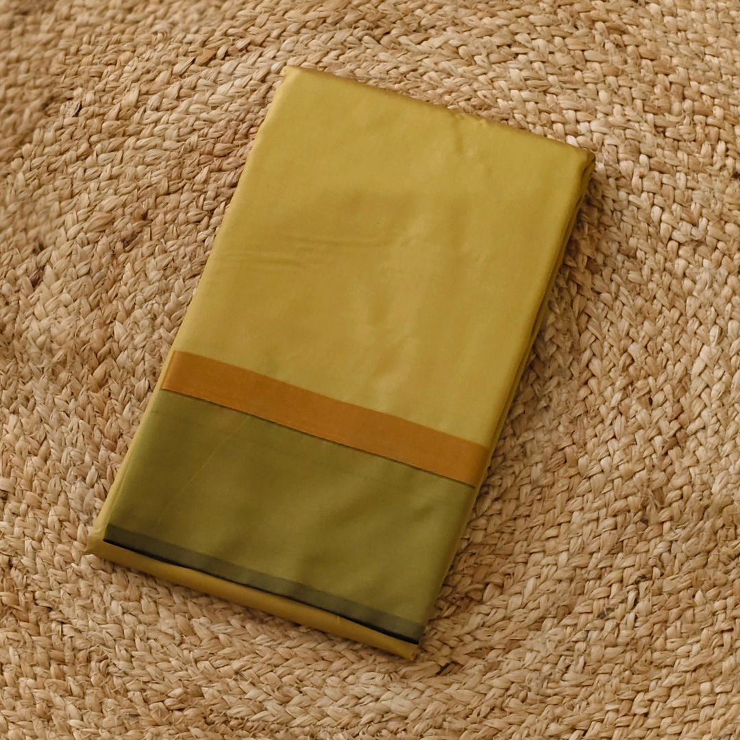 Olive Whisper - Light Olive Green & Coral - Fancy Saree