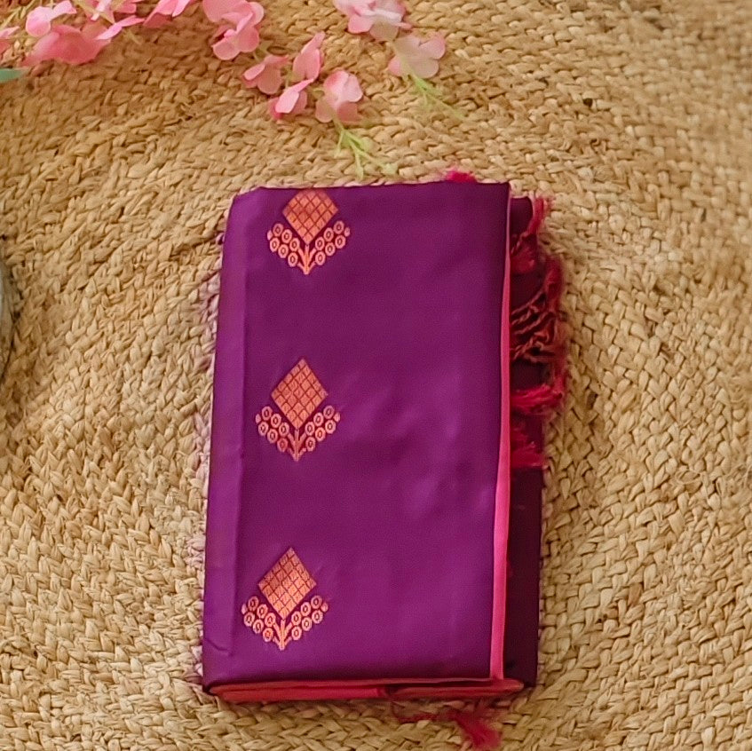 Amethyst Blush- Purple & Pink - Semi soft silk