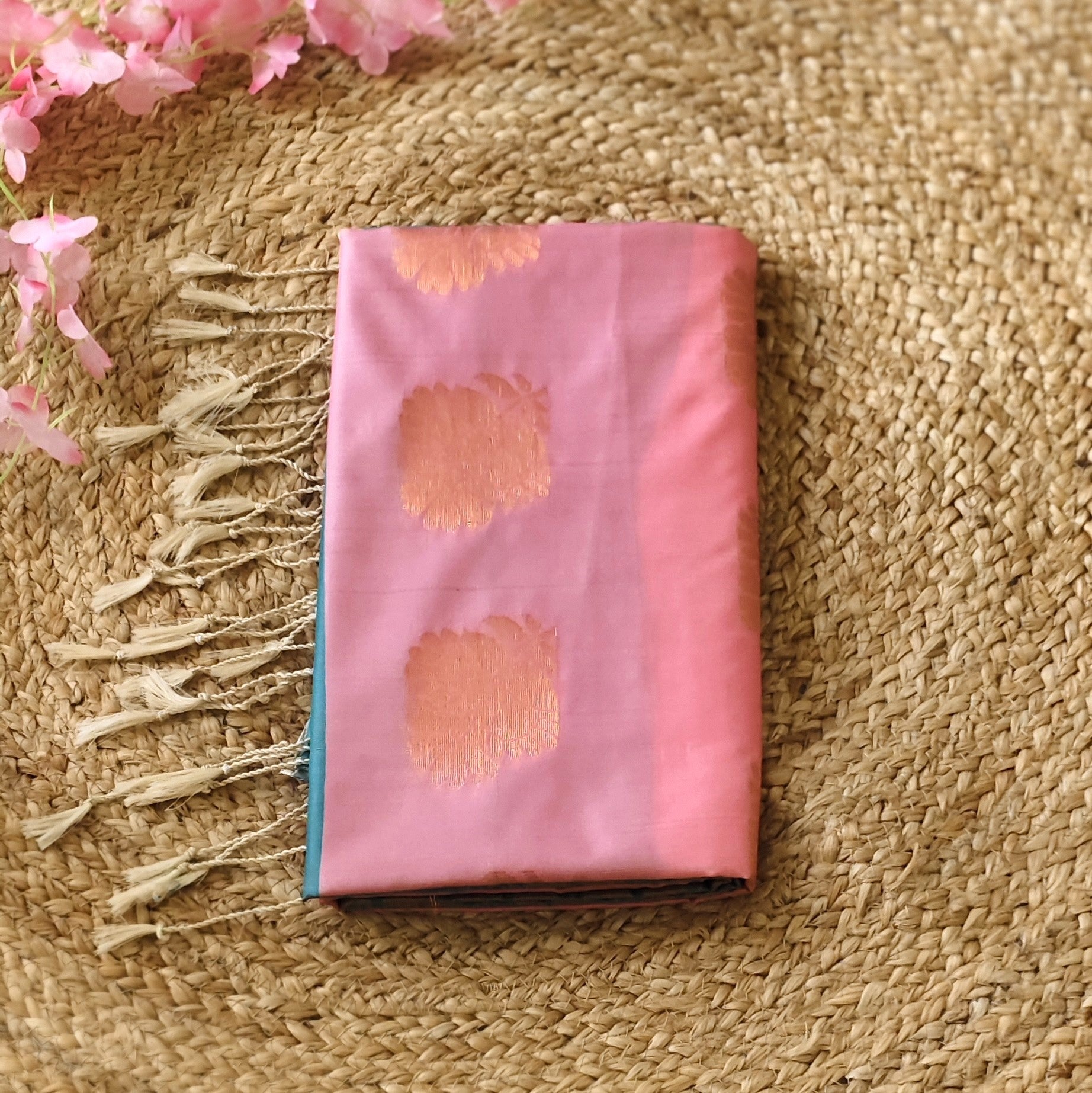 Blush n Breeze - Blush Pink & blue - Fancy Saree