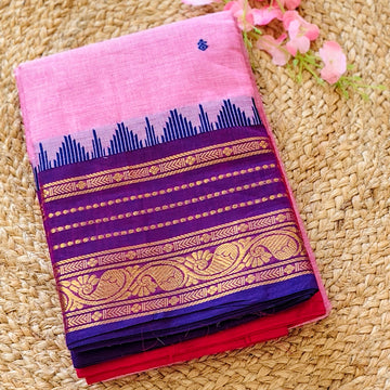 Rose Haze - Pink & Purple - Kanchi Cotton Saree