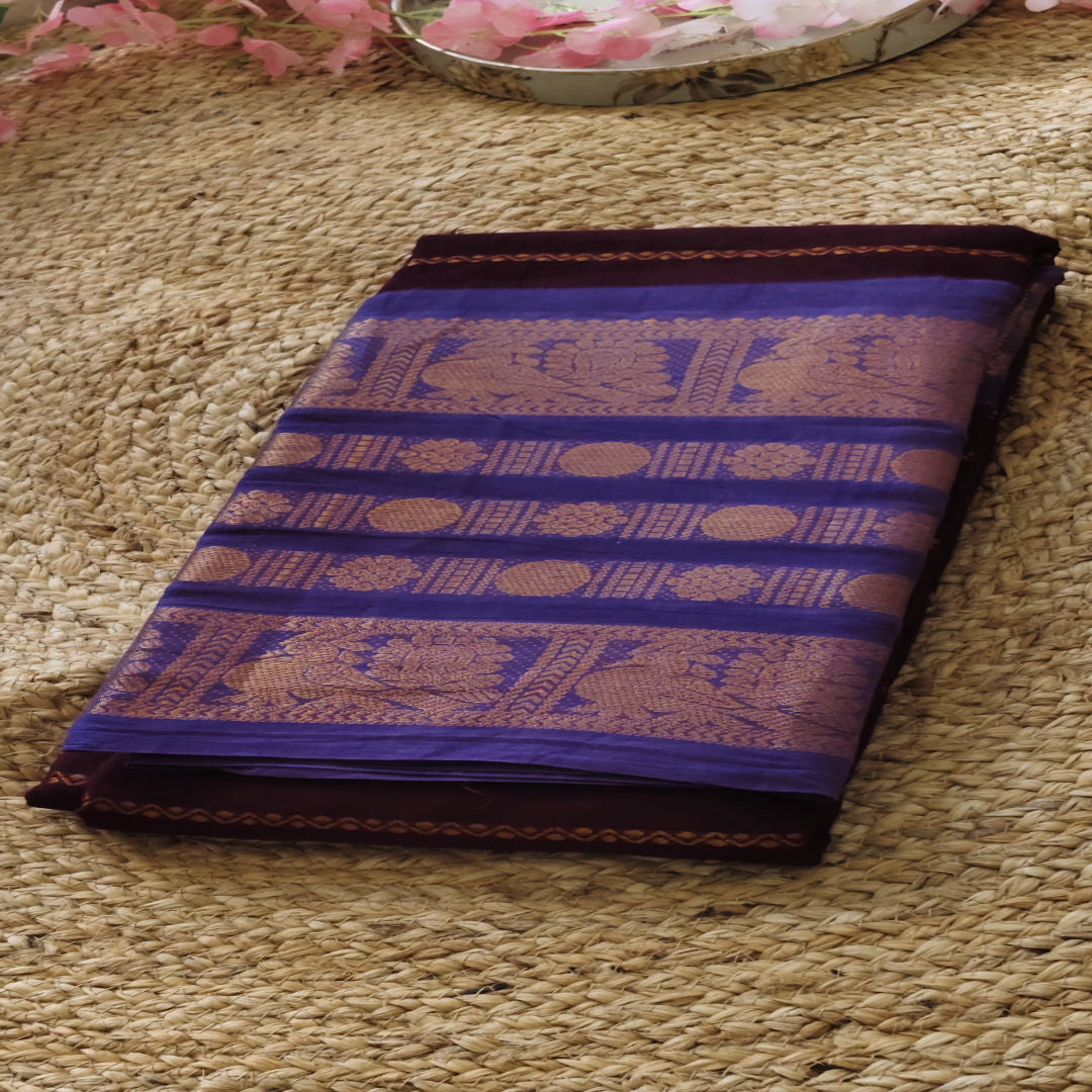 Regal Garnet - Maroon & Purple - Kanchi Cotton Saree