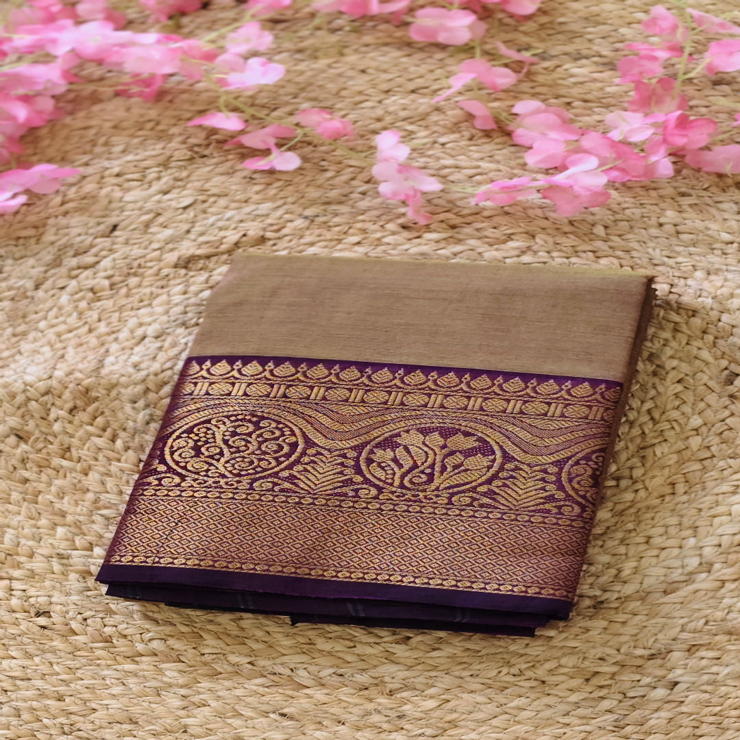 Mulberry Mist - Green & Purple - Kanchi Cotton Saree