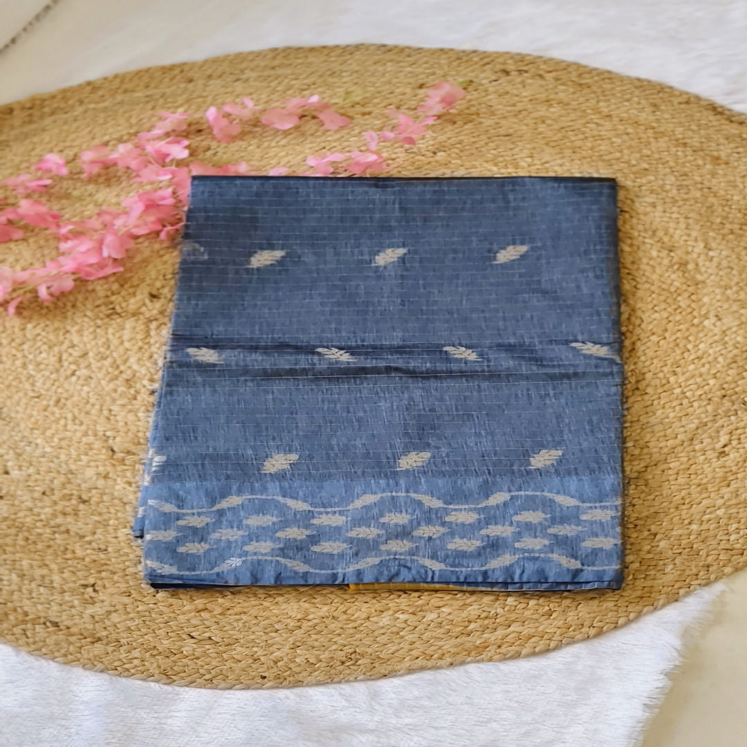 Moonlight Mist – Dark Bluish Grey - Semi Munga Silk Saree