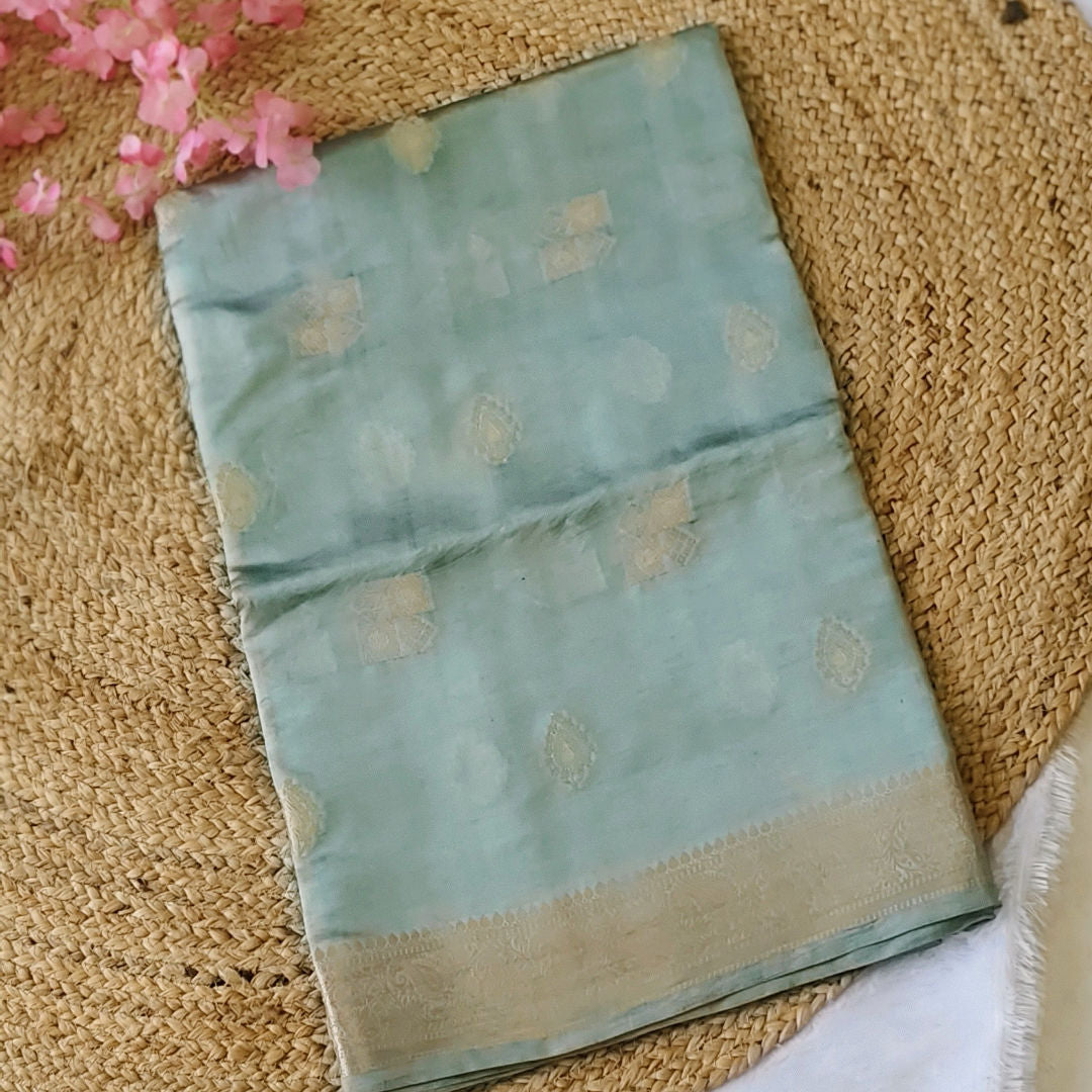Spring Whisper - Metallic Sea Green - Pure Raw Mango Silk