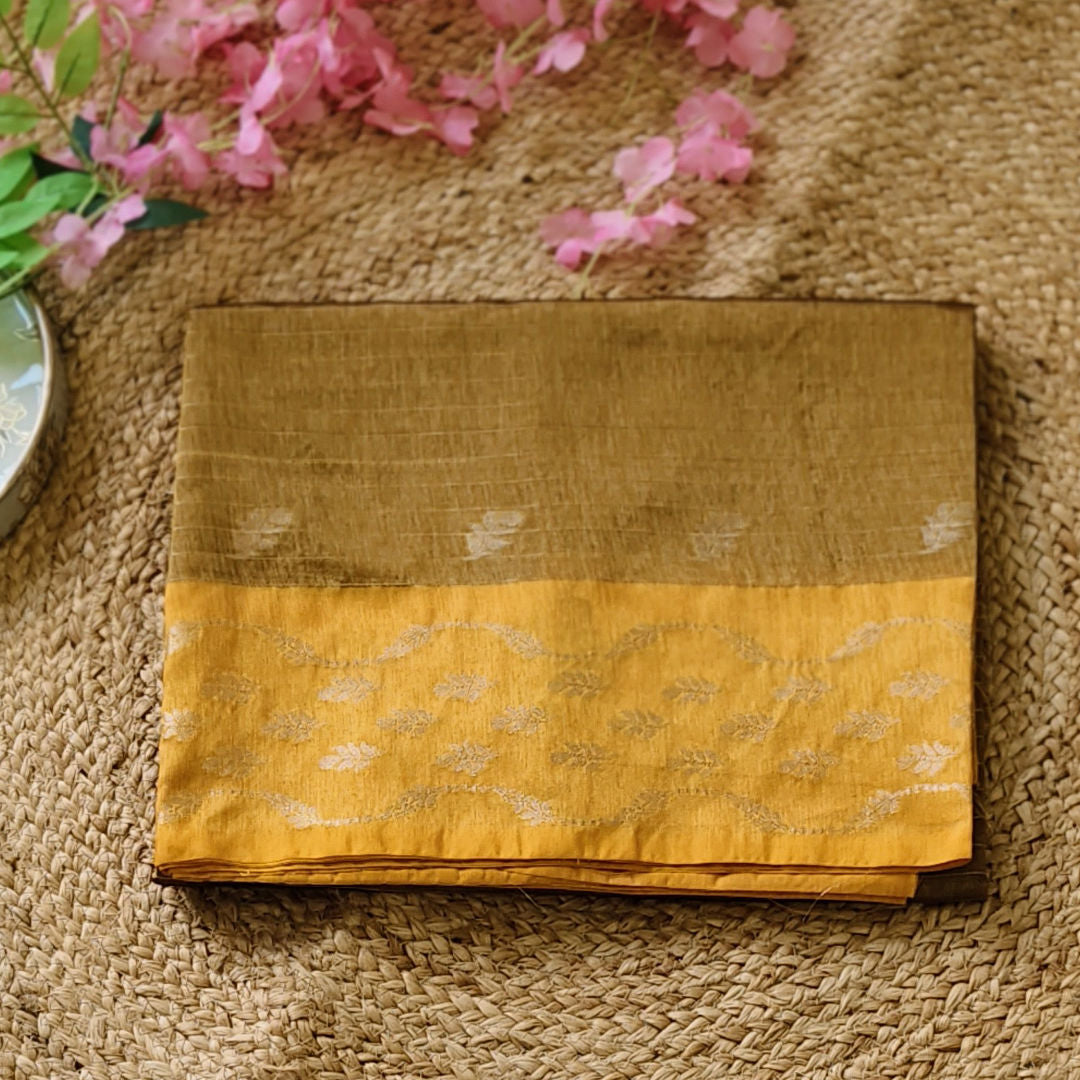 Golden Glow – Mustard Yellow - Semi Munga Silk Saree